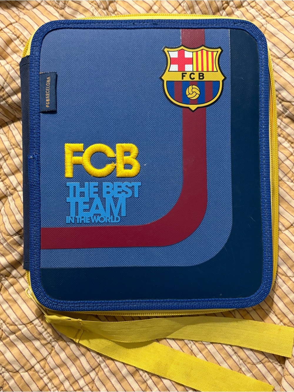Official FC Barcelona 2-Storey Double Decker Zip-Up Pencil / Stationary Case